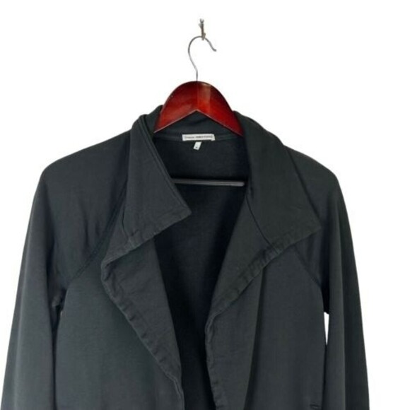 James Perse size 2 US M Woy2327 Faded Black Distressed Open Front Cotton Jacket - Picture 8 of 9